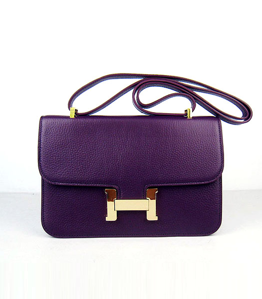 Hermes Constance Togo Leather Bag HSH020 Purple Gold